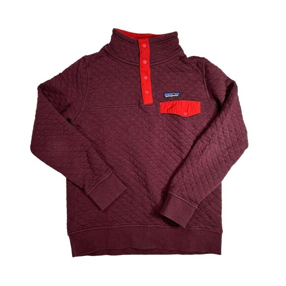 Patagonia Tops - Patagonia Organic Cotton L/S Quilted Snap T Pullover‎ Small Maroon Red
